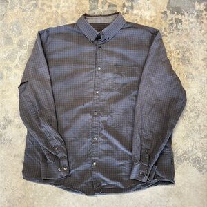 Calvin Klein Men's Dark Gray Plaid Button Down Shirt